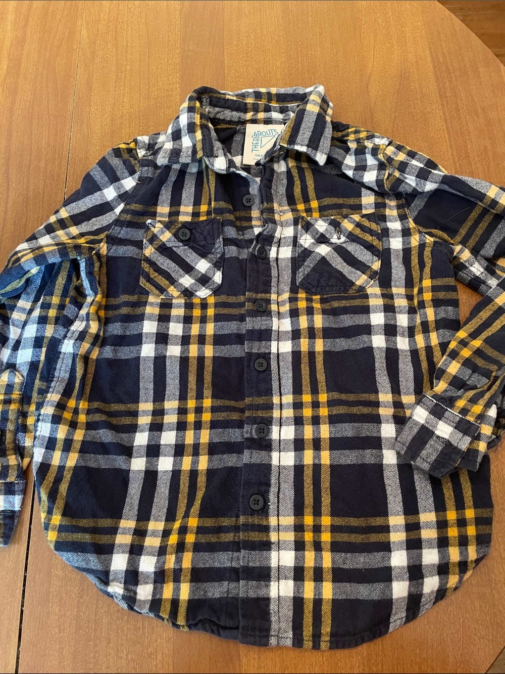 The Children's Place Navy, Yellow & White Plaid Button-Down Shirt